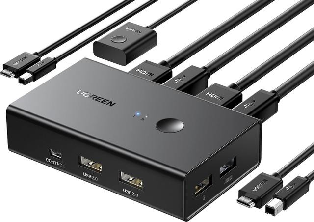 UGREEN budget HDMI KVM Switch, 1 monitor shared between 2 computers, 4K@60Hz, plastic housing