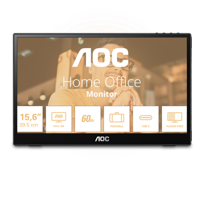 AOC 16T3 (15.6-Inch 1080p Portable Touchscreen IPS/60Hz/5ms/USB-C Single Cable)
