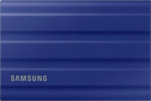 Samsung T7 Shield rugged portable SSD in blue