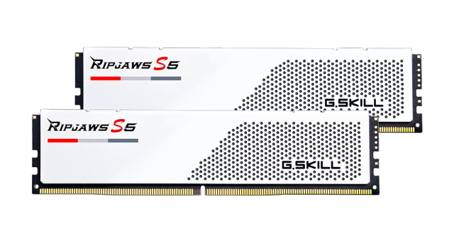 G.Skill Ripjaws S5 DDR5 memory module, matte white low-profile aluminium heat spreader without RGB