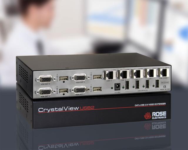 Rose Electronics CrystalView CRK-2VH4U2TP-150 dual VGA/USB 2.0 CATx KVM extender kit