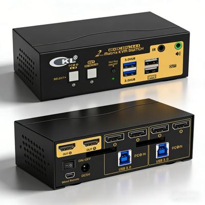 CKL CKL-622DP-M (2x2 Matrix Dual Monitor DisplayPort KVM Switch / DisplayPort 1.2 / 4K@60Hz / ~$199.00)